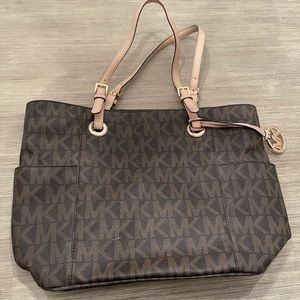 Brown leather MK purse